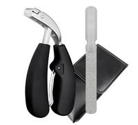 SG NEKOO Nail Clippers for Seniors Thick Nails, Angled Head Ergonomic Toenail Clipper, Premium Steel Nail Cutter with Catcher, Comfort ABS Handle Toe Nail Trimmer for Men Women