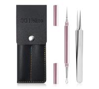 SG Nekoo Professional Facial Milia Removal Tool & Whitehead Extractor, High Grade Stainless Steel Double Ended Needle & Tweezers Kit,Blackhead,Blemish,Zit & Pimple Acne Remover Popper (S512IN-P)