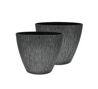 SG Plant Pots Outdoor - Woodgrain Planter with Vertical Linear Texture | Garden, Patio and Balcony planters | UV & Frost Resistant, Lightweight, Decorative Pots for Flowers, Herbs & Plants