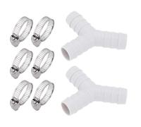 SG Store 2 Sets Drain Hose Y Piece Connectors 16mm Dishwasher Pipe Tee Connector wiht Hose Clamp Stacking Washing Machine Combination 20x20mm Grey