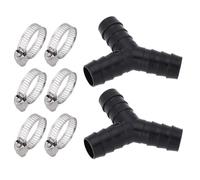 SG Store 2 Sets Drain Hose Y Piece Connectors 16mm Dishwasher Pipe Tee Connector wiht Hose Clamp Stacking Washing Machine Combination 20x20mm Black