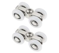 SG Store 2 x Sliding Door Wheels, Nylon Made of Zinc Alloy, L46 x W21.5 mm, Suitable for Shower Glass Doors, Quiet Sliding Wheel