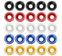 SG Store 25pcs M3x8mmx2mm Countersunk Washers Alloy Aluminum Colourful Gaskets Contains 5pcs Each of Black/Red/Blue/Silver/Gold for Car Furniture Screw Accessories