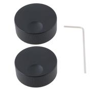 SG Store 2Pcs 32x13mm Volume Control Switch Knob Rotary Control Tuning Knob Solid Aluminum with Wrench Suitable for 6mm Hole Potentiometer (Black)