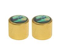 SG Store 2Pcs Metal Metric Size Abalone Top Dome Knobs Guitar Knobs Bass Knob for Tele Telecaster Electric Guitar Or Bass 19.7x20x6mm, Gold