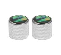 SG Store 2Pcs Metal Metric Size Abalone Top Dome Knobs Guitar Knobs Bass Knob for Tele Telecaster Electric Guitar Or Bass 19.7x20x6mm, Chrome
