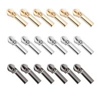 SG Store 30Pcs 3# Zippers Puller Slider Nylon Zipper Pullers Zinc Alloy Zippers Sliders for Clothes, Bags,Wallets and Suitcases Sewing Projects, Gun Black/Silver/Gold