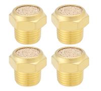 SG Store 4pcs 1/8 Inch NPT Threaded Brass Pneumatic Muffler Connector Brass Pneumatic Silencer Muffler for Cylinders Valves Crank Case Gear Boxes Oil Tanks