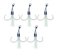 SG Store 5pcs Blue Double Jigging Assist Hooks Saltwater Dancing Stinger Jigging Hook For All Kinds Of Jigging Vertical Jigging Baits Saltwater Jigging Blue
