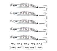 SG Store 5pcs Silver Metal Sea Fishing Lures 65mm Wedge Slice Treble Hooks Lures with 10 Swivels Casting for Bass Mackerel Trout Bluefish Pik Salmon 21g