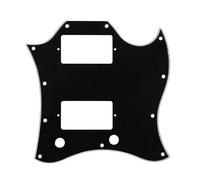SG Style 3-Ply HH Pickguard, Dual Humbucker Cutout for SG/Epiphone, Available with or without Bridge Holes(Black b)
