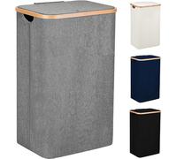 SG Traders 100L Laundry Hamper with Lid - Large Hampers for Laundry with Handles - Laundry Baskets with Lid for Bedrooms - Bamboo Bathroom Tall Laundry Bin (Dark Grey)