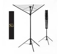 SG Traders 18m Freestanding Camping Airer, Rotary Washing Line Heavy Duty Large Clothes Foldable Free Rotating Airer Dryer Garden use, Easy to Open and Close along with Stable Legs, (Black)