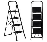 SG Traders 4 Step Ladder Folding Heavy Duty Ladder Reach New Heights With Safe Durable Anti Slip Wide Tread Portable Mat Step Ladders Reliable Elevation Solutions For Indoor Outdoor Stools (Black)