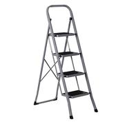 SG Traders 4 Step Ladder Folding Heavy Duty Steel Ladder Reach New Heights With Safe Durable Anti Slip Wide Tread Portable Mat Step Ladders Reliable Elevation Solution For Indoor Outdoor Stool (Grey)
