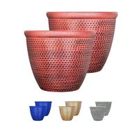 SG Traders Cromarty Plant Pots Plastic Round Flower Pots Planter Garden Decoration 25cm Plant Pot Outdoor Flower Pot Outside Garden Planters With Drainage Holes (Pack of 2)