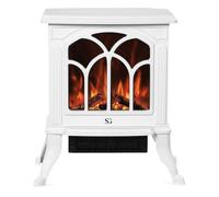 SG Traders Electric Fireplace Stove Heater - 1500W Electric Stove with Wood Burner Effect for Living Room, 3D Flame, electrifying fireplace, 2 Heat Settings, Adjustable Thermostat, L41xW21xH46cm-WHITE