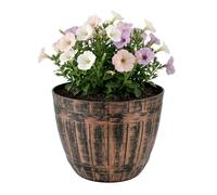SG Traders Large Barrel Planter, Garden Plant Pot, Heavy Duty Half Barrels for Outdoor, Flower Herb Tree, Container with Drainage Holes, Large Plant Pots Garden, Beijing Barrel Gold, D 52cm x H38cm