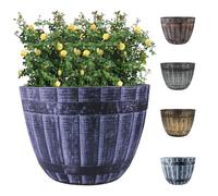 SG Traders Large Barrel Planter, Garden Plant Pot, Heavy Duty Half Barrels for Outdoor, Flower Herb Tree, Container with Drainage Holes, Large Plant Pots Garden, Beijing Barrel Gold, D 52cm x H38cm