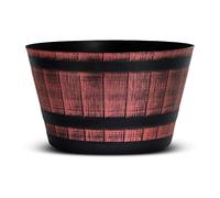 SG Traders Large Half Barrel Cask Planter, Indoor Plant Pot with Drainage Holes, Flower Pots Outdoor Garden Planters, Plastic, Greywood with Black Bands, 52 x 31cm