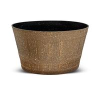 SG Traders Large Half Barrel Cask Planter, Indoor Plant Pot with Drainage Holes, Flower Pots Outdoor Garden Planters, Plastic, Greywood with Black Bands, 52 x 31cm