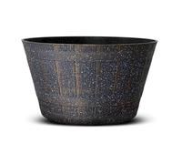 SG Traders Large Half Barrel Cask Planter, Indoor Plant Pot with Drainage Holes, Flower Pots Outdoor Garden Planters, Plastic, Greywood with Black Bands, 52 x 31cm