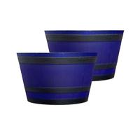 SG Traders Large Half Barrel Cask Planter, Indoor Plant Pot with Drainage Holes, Flower Pots Outdoor Garden Planters, 52 x 31cm - Pack of 2