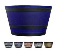 SG Traders Large Half Barrel Cask Planter, Indoor Plant Pot with Drainage Holes, Flower Pots Outdoor Garden Planters, Plastic, Dark Blue with Black Bands, 52 x 31cm