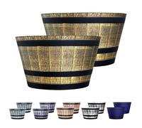 SG Traders Large Half Barrel Cask Planter, Indoor Plant Pot with Drainage Holes, Flower Pots Outdoor Garden Planters, 52 x 31cm - Pack of 2