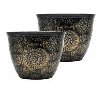 SG Traders Large Plastic Round Chengdu Garden Plant Pots Planter Indoor Outdoor Pots Top Diameter Flower Pot with Drainage Holes, Beautiful Planters for Your Garden Needs Pack of 2 (36cm)