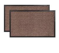 SG Traders Pack of 2 Washable Door Mats - Non-Slip Rubber Backed Doormats Indoor & Outdoor - Highly Absorbent Floor Mat, Kitchen Mat Perfect Dust Grabbing Doormat Dirt Trapper (60x90cm - Brown)