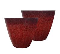 SG Traders Plastic Plant Pots Flower Pot with Drainage Holes, Garden Planters for Outdoor, Plant Containers for Home, Stylish Glossy Design Garden Flowers Pot, Set of 2, 30cm Outdoor Flower Pots