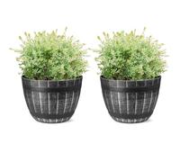 SG Traders Round Plastic Barrel Tub Planter Garden Plant Pot Flower Pots Whiskey Barrels Plant pots lightweight Unique Design Garden planter Premium Half Barrel Cask Planters - pack of 1