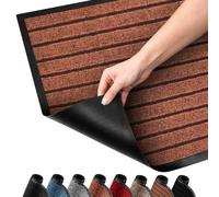 SG Traders Washable Door Mats - 7 Stripes Non-Slip Rubber Backed Doormats Indoor & Outdoor - Highly Absorbent Door Mats, Floor Mat, Kitchen Mat Perfect Dust Grabbing Dirt Trapper (80x200cm-Brown)