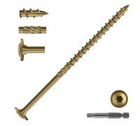 SG TZH #14 x 5 Inch Lag Screws (24Pcs) 1lb. Structural Wood Screw, Bronze, Carbon Steel, Washer Head, Rust Resistant epoxy Coated, T30 Star Bit