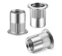 SG TZH 60Pcs Rivet Nut M6 Stainless Steel 304 Flat Head Rivnut Threaded Insert Nutsert Rivet Nut, Knurled Body