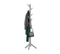 SG Wooden Coat Stand, 3 Adjustable Height Coat Tree with 8 Hooks, Coat Stand for Hallway Entryway, Coat Rack Stand for Clothes Hall Tree Dress Jackets Hanging Rail Rack Stand (Grey)