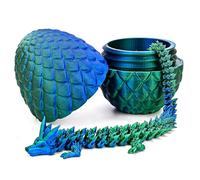 SGACMTIF 3D Emulated Dragon in Egg - Articulated Crystal Fidget Toy With Removable Mystery Egg (Laser Green)