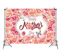 SGACMTIF Happy Mother's Day Backdrop,Rose Flowers Background,Mother Day Portrait Backdrops for Photography,Celebration for Women Mom Day Theme Party Decorations Photo Booth Props Wall Warm Home Decor