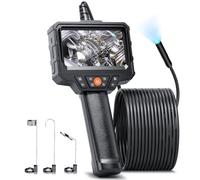 SGAINUL Endoscope Camera with 4.3 Inch IPS Screen, 15m Semi-Rigid Cable, 8 Adjustable LED Lights, IP67 Waterproof, Black