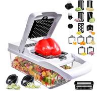 SGAONSN 22 in 1 Vegetable Chopper,Kitchen Mandoline with 1.2L Container & Draining Basket,Vegetable Chopper Onion Chopper & Dicer,Lemon Squeezer,Egg Seperator-Ultimate Kitchen Gadget (White)