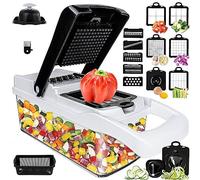 SGAONSN 22 in 1 Vegetable Chopper, Kitchen Mandoline with 1.2L Container & Draining Basket,Vegetable Chopper Onion Chopper & Dicer |Spiralizer, Lemon Squeezer, Egg Seperator- Ultimate Kitchen Gadget