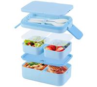 SGAONSN 3 in 1 Bento Box for Adults/Kids, 1780ml Lunch Box with 2 Layers Compartments and Cutlery, Leak-Proof,Easy to Carry and BPA-Free Lunch Box for Office