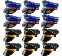 SGBETTER 12 Pack Airplane Pilot Hats Adjustable Airline Pilot Hat Pilot Captain for Adult Halloween Cosplay Party Dress up (Color Set 2)
