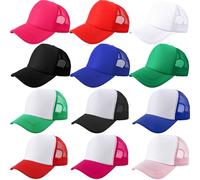 SGBETTER 12 Pack Child Trucker Hats Bulk DIY Sublimation Baseball Cap Blank Mesh Trucker Cap for Kids Summer Outdoor Sports, 12 Colors (UK, Alpha, One Size, Color Set 3)