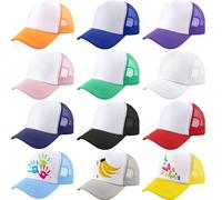 SGBETTER 12 Pack Child Trucker Hats Bulk DIY Sublimation Baseball Cap Blank Mesh Trucker Cap for Kids Summer Outdoor Sports, 12 Colors (UK, Alpha, One Size, Color Set 2)
