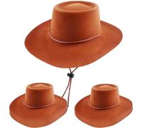 SGBETTER 12 Pcs Western Cowboy Hat Plastic Cowboy Cowgirl Hat Bulk with Adjustable Strings for Adult Kids Cowboy Party Costume Accessories (Brown)