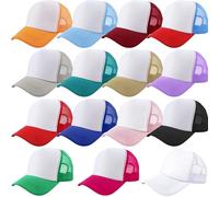 SGBETTER 15 Pack Kids DIY Trucker Hats Bulk Summer Mesh Baseball Cap Blank Sublimation Trucker Cap for Child Summer Fishing Running (UK, Alpha, One Size, Color Set 4)