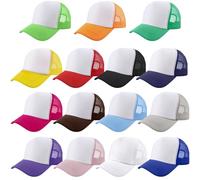 SGBETTER 15 Pack Kids DIY Trucker Hats Bulk Summer Mesh Baseball Cap Blank Sublimation Trucker Cap for Child Summer Fishing Running (UK, Alpha, One Size, Color Set 1)