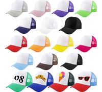 SGBETTER 18 Pack Child DIY Sublimation Trucker Caps Multicolor Blank Trucker Hat Summer Mesh Baseball Cap Adjustable Trucker Cap for Kids Summer Outdoor Sports (UK, Alpha, One Size, Color Set 1)